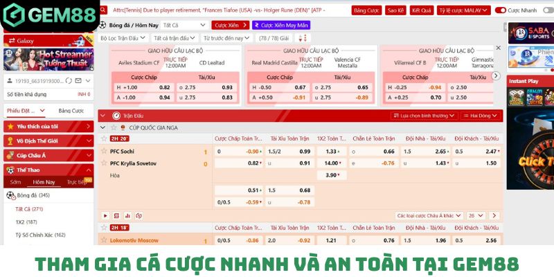 Tham gia cá cược nhanh và an toàn tại Gem88
